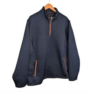 Magaschoni men's XL sweater navy blue quilted quarter-zip pullover
